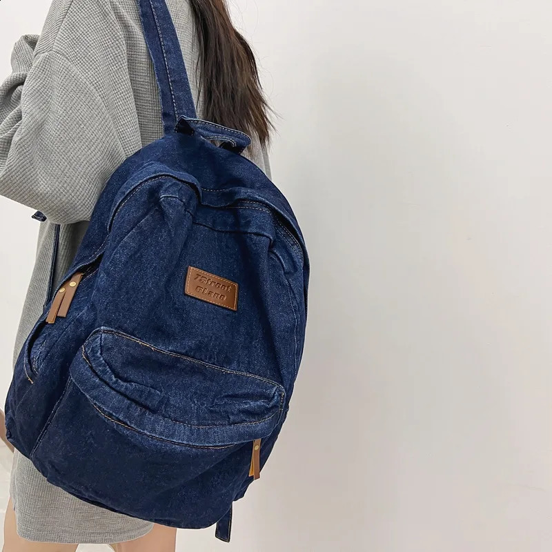Women Backpack Cowboy Fabric Bag Backpack Korean Shoulder Bag Girl College Bag Backpack large capacity denim Rucksack Backpack 241230