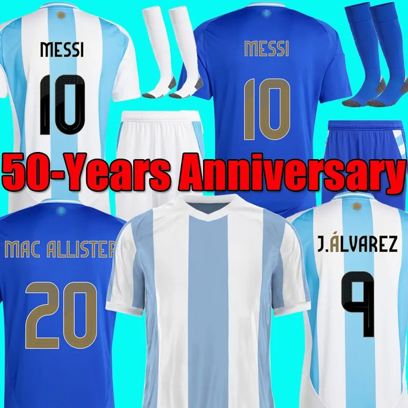 Argentina Anniversary kit soccer Jerseys MESSIS GARNACHO DE PAUL National Team MARTINEZ KUN AGUERO Maradona Football Shirts 24 25 Men DI Maria Kids 50 Years