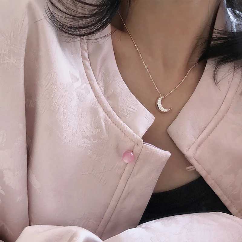 New 925 sterling silver geometric sparkling moon pendant necklace engagement exquisite jewelry W241230