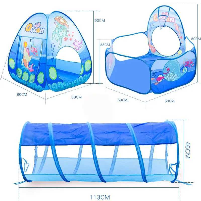 3-in-1 Childrens Ball Pool Baby Ball Pool Portable Childrens Tent Ball Pit Crawling Tunnel Childrens Playground Courtyard Indoor Swimming Pool Gift W2