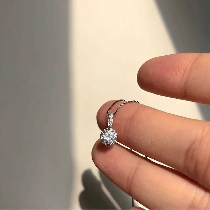 Hot 925 sterling silver 14k gold-plated necklace single sparkling zircon clavick chain womens wedding exquisite jewelry W241230