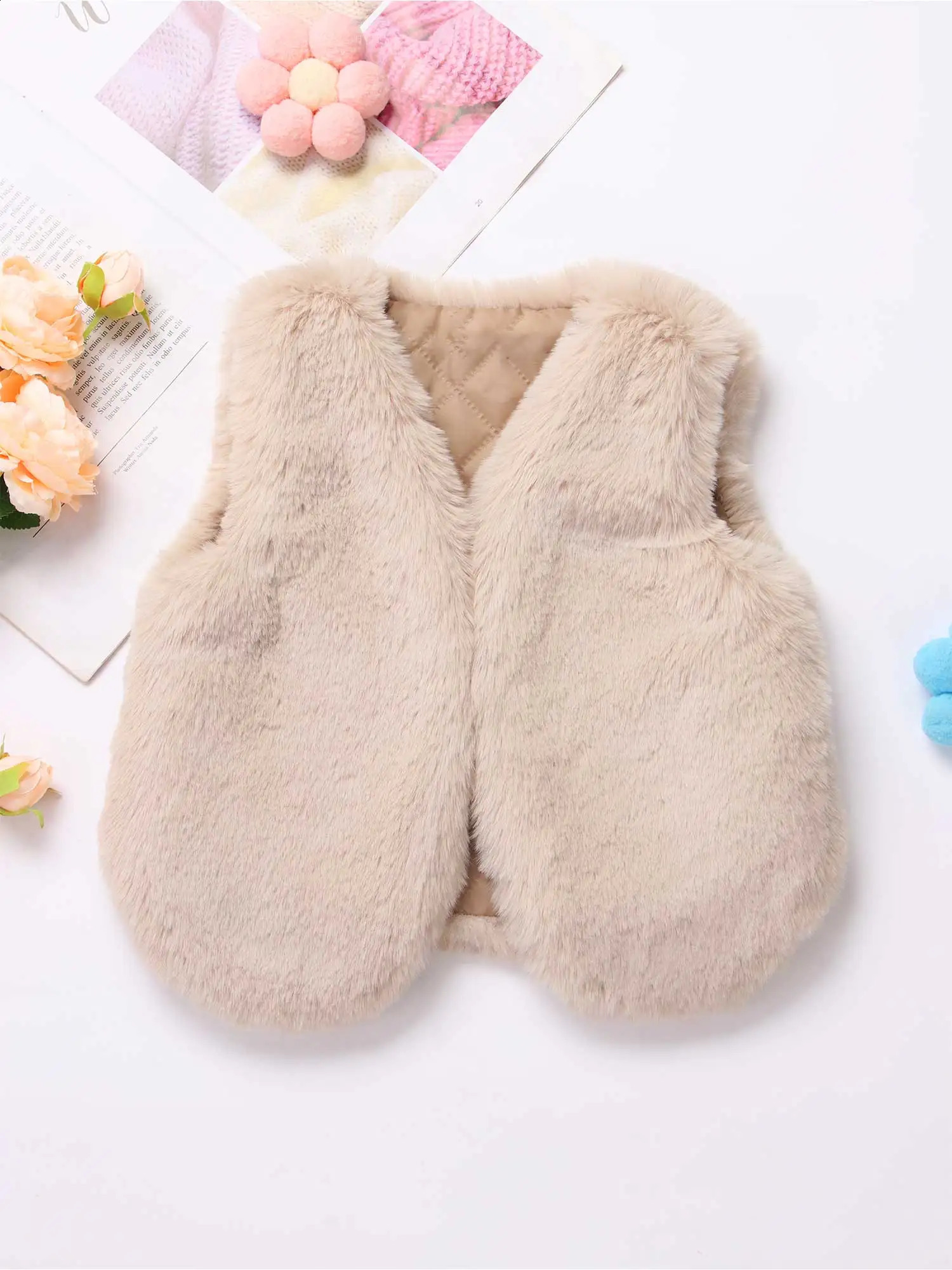 Baby Girls Faux Fur Vest Outfits Sleeveless Plush Jacket Warm Transitional Coat Thickening Winter Autumn Outfit Baby Outerwear 241230