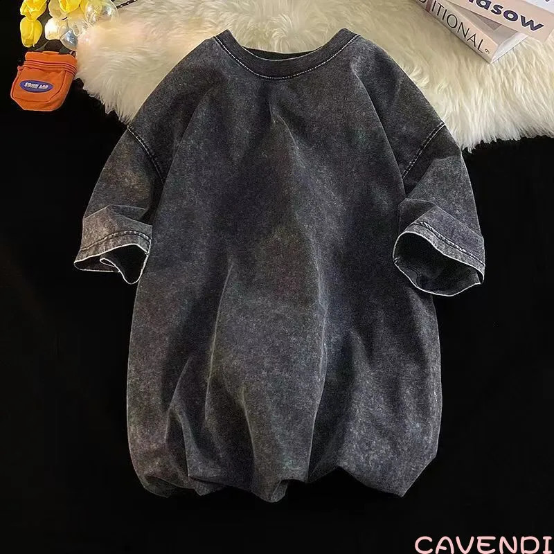 Mens Washed Vintage TShirts Street Hip Hop Retro Punk T Shirt women Harajuku Casual Cotton Short Sleeve Couple top y241223