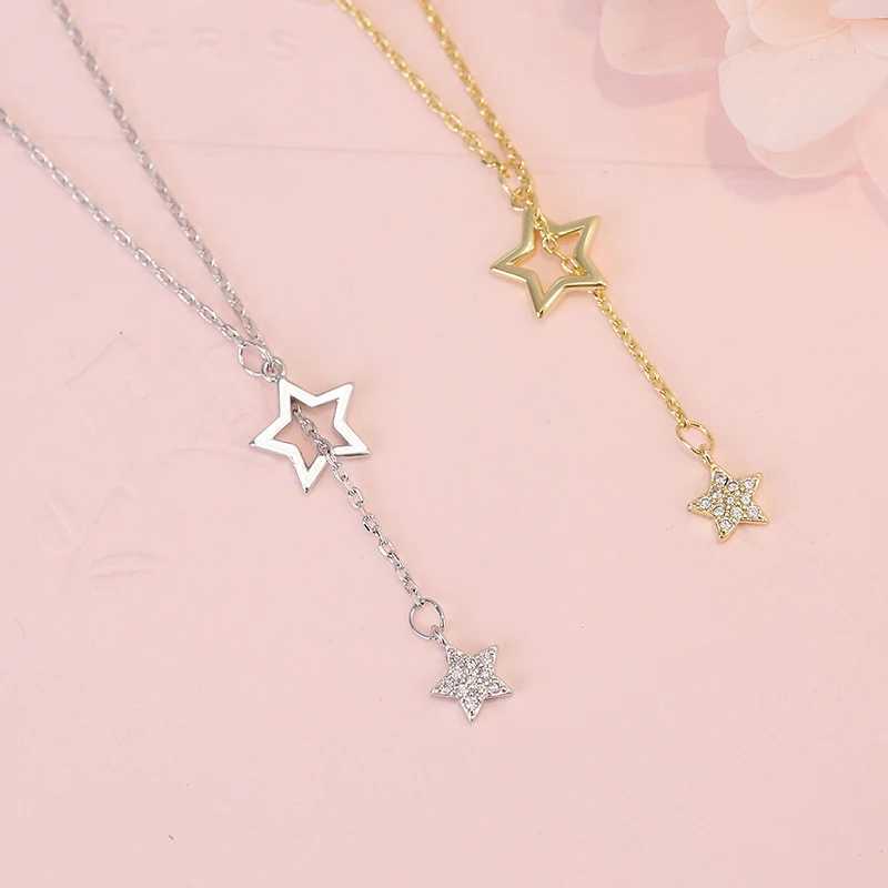 Christmas Gift 925 Pure Silver Cute Shining Star Necklace Pendant Charm Necklace Enchanting Women Wedding Party Birthday Jewelry W241230