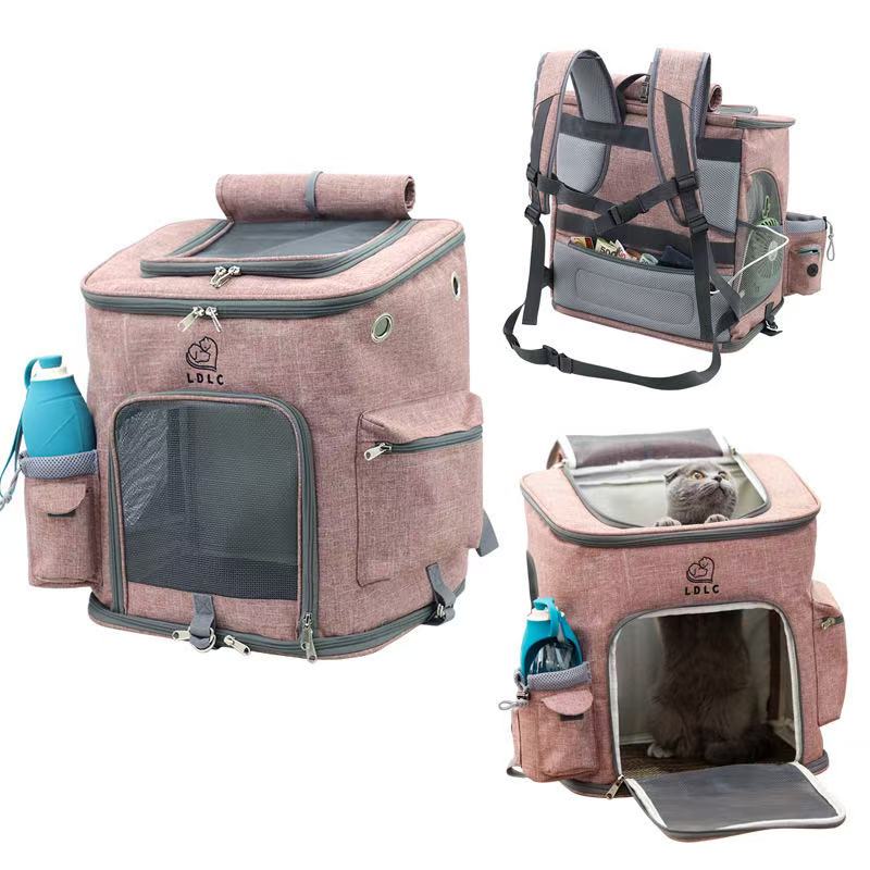 Cat backpack shoulder strap, dog backpack expandable, well ventilated, wool pad, perfect for hiking, camping, fixed pets, 22 pounds (about 10 kilogram