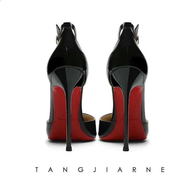 Nude colored professional high heels womens slim heels pointed toe sexy one line buckle wrapped sandals 241230