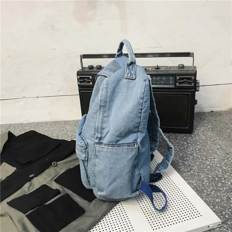 Womens Backpack Cowboy Childrens Bag Denim Korean Version Shoulder Bags Teenager Girl College Student School For Men Rucksack 241230
