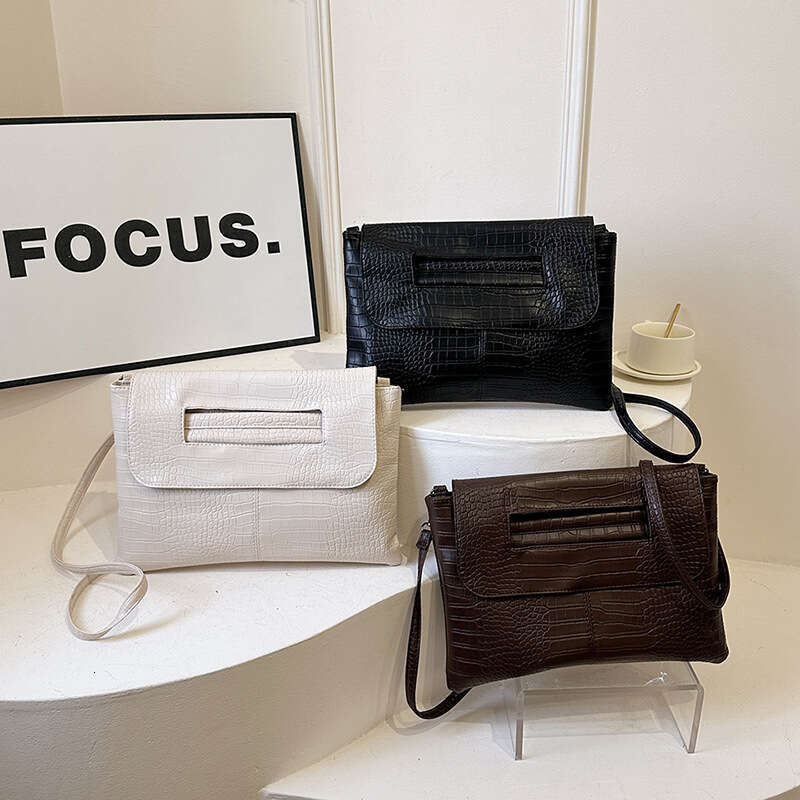 Hand Held Women's New Stone Pattern Large Capacity Fashionable Shoulder Texture Commuting Crossbody Bags