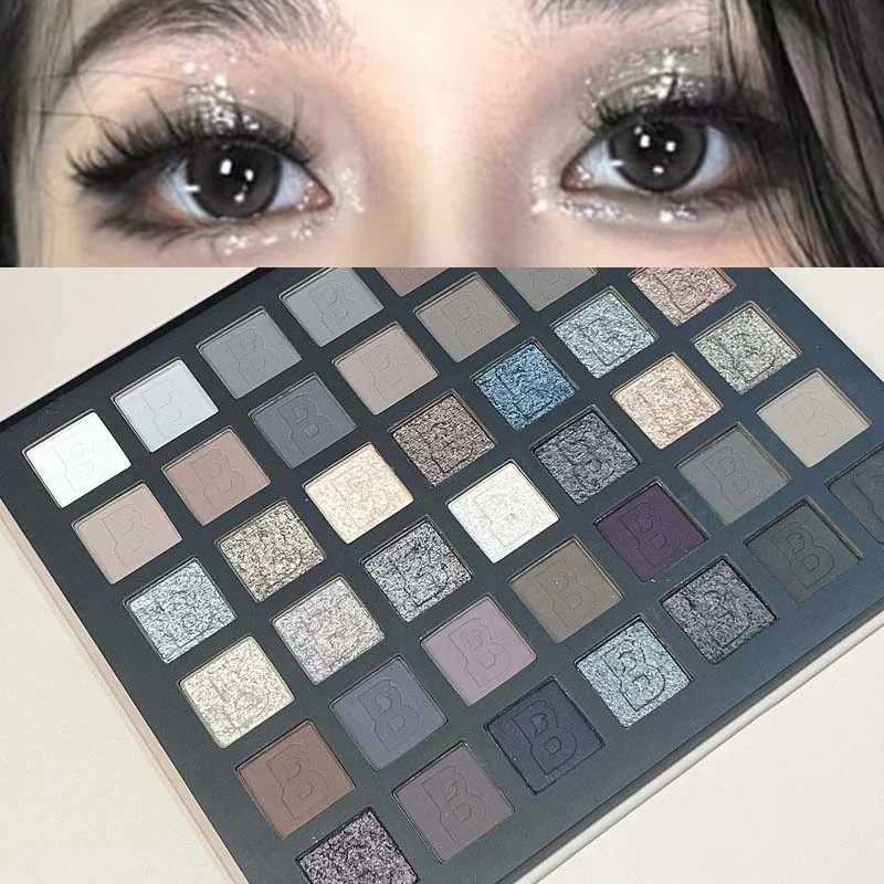42 Colors Eye Shadow Smoky Color Palette Glitter Matte l Cement Gray Eyeshadow Palette Korean Makeup Punk Black Eye CosmeticXJ241230