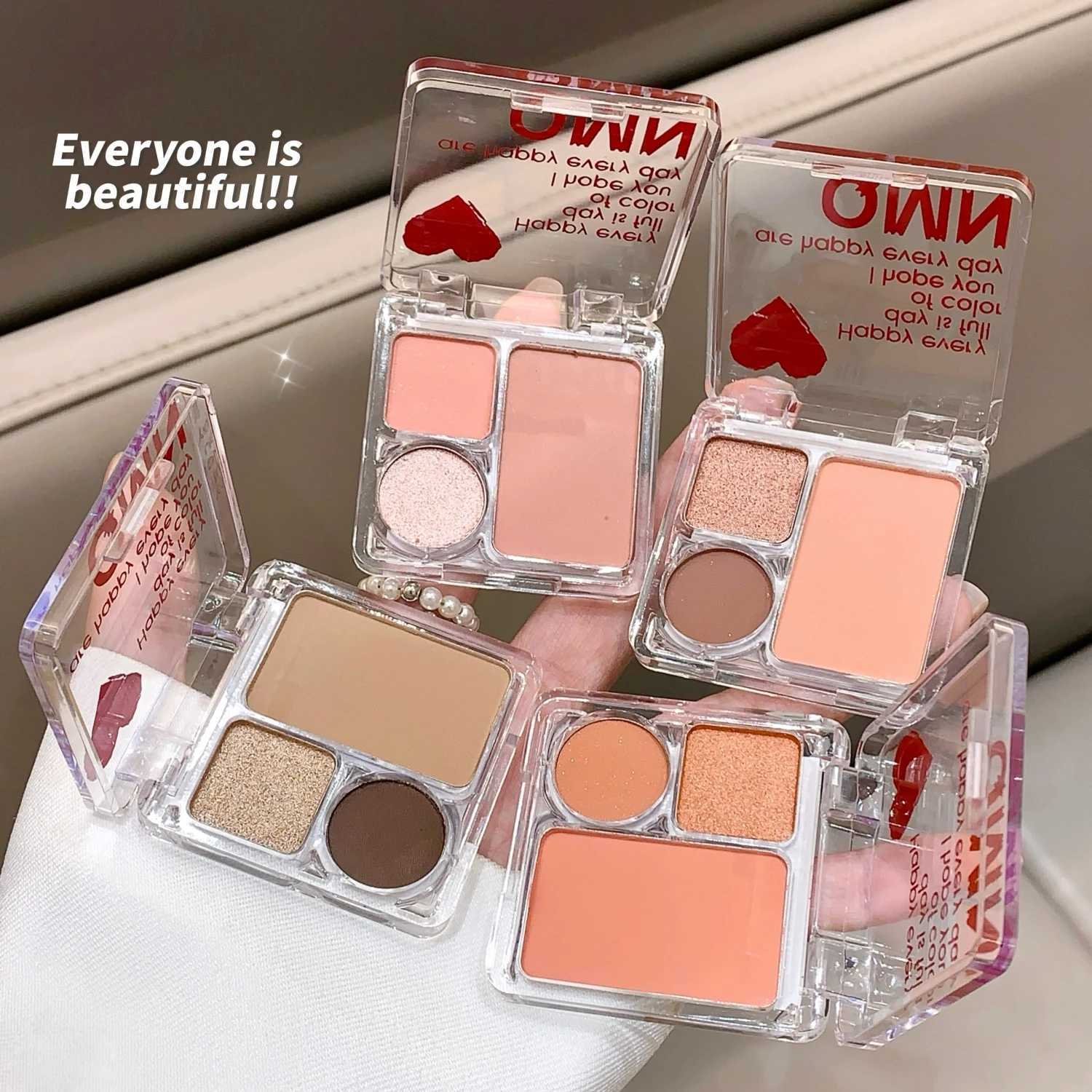 Four-Color Eyeshadow Palette Makeup Highlighter Creative Contour B Matte Waterproof Long Lasting Bright B Tray TravelXJ241230