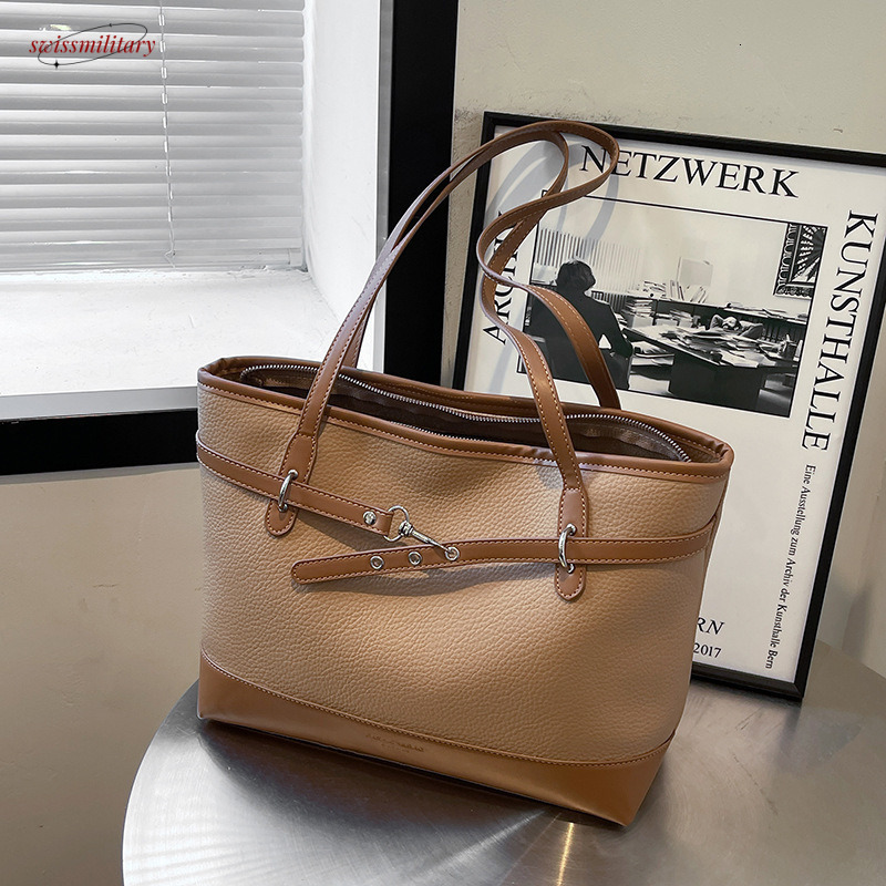 New large capacity for women's fashionable commuting tote bag, versatile high-end, portable and simple single shoulder bag #32 swissmilitary