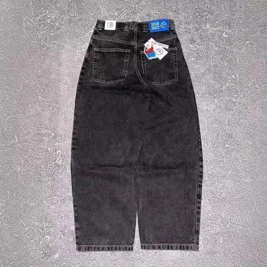 American Style Y2K Polar Big Hip Hop Embroidery Versatile Jeans Mens Casual Straight-Leg Jeans For All Seasons 241230