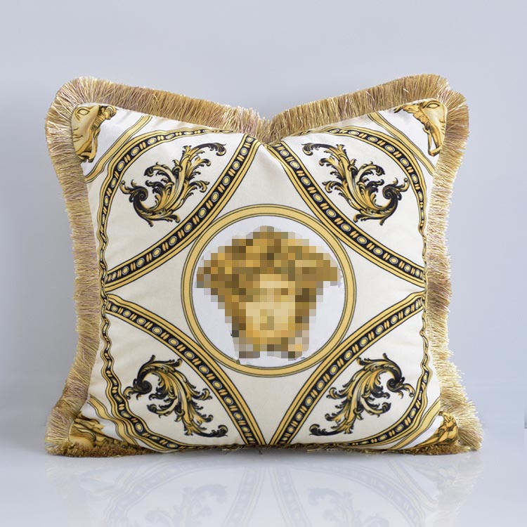Designer European fashion series tassel sofa pillow model villa living room bedroom decorative square cushion