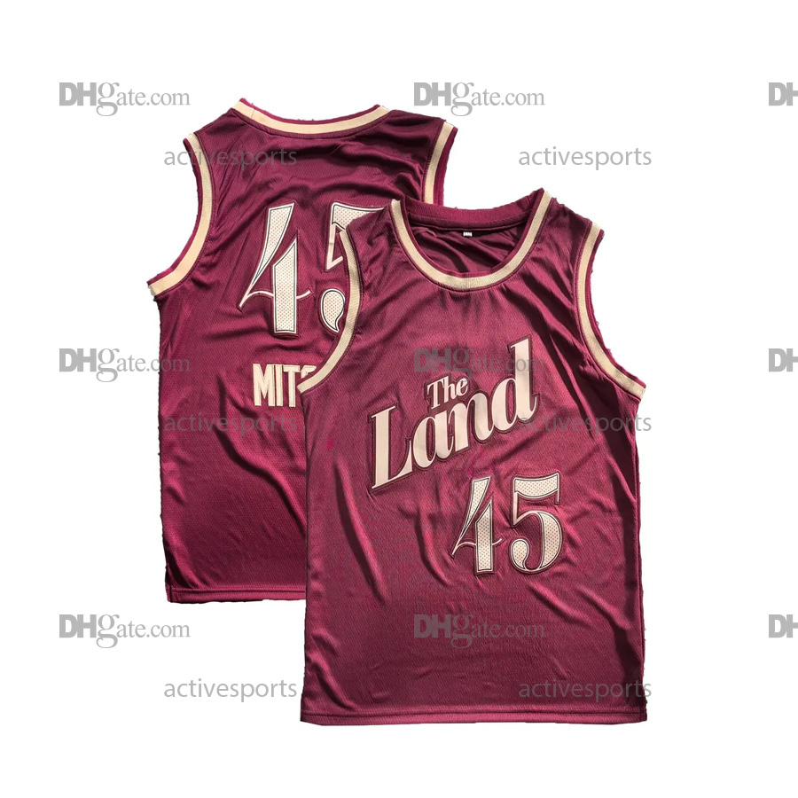 IN STOCK Mens 45 Mitchell Basketball Jersey Embroidered Sports Jersey Embroidered Lettering Breathable V-Neck Sleeveless Sweatshirt