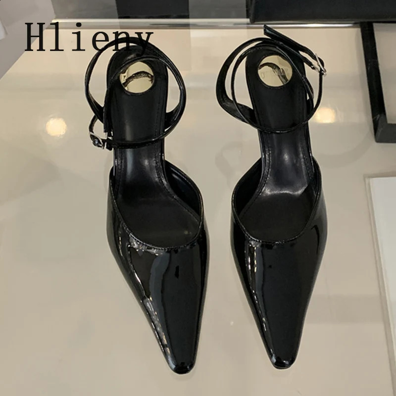 Hlieny 2025 Spring Ankle Buckle Strap Women Pumps Sexy Pointed Toe Thin High Heels Sandals Party Dress Mule Shoes 241230