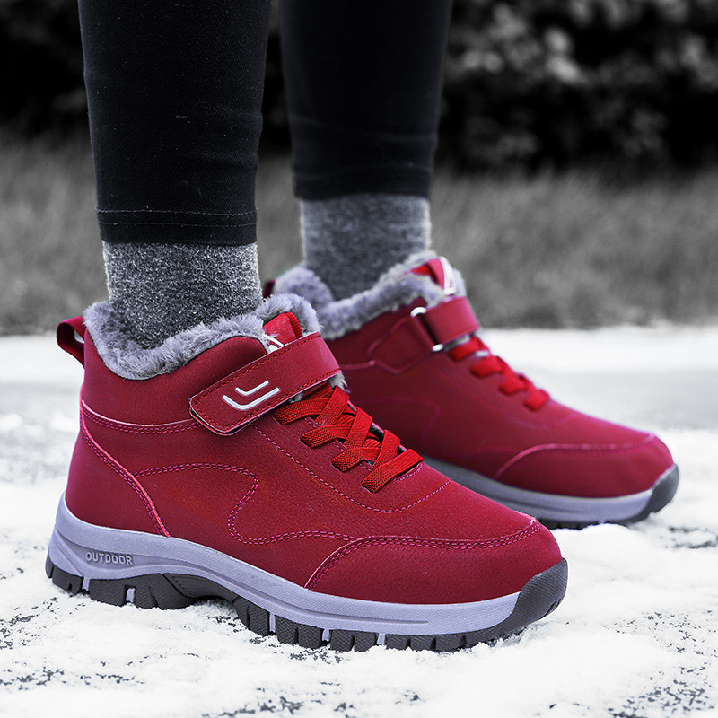 Women Mens Boots Winter Cotton Plush Pu Leather Waterproof Sneakers Climbing Hunting Shoes Outdoor Warm Hiking Boot 240904