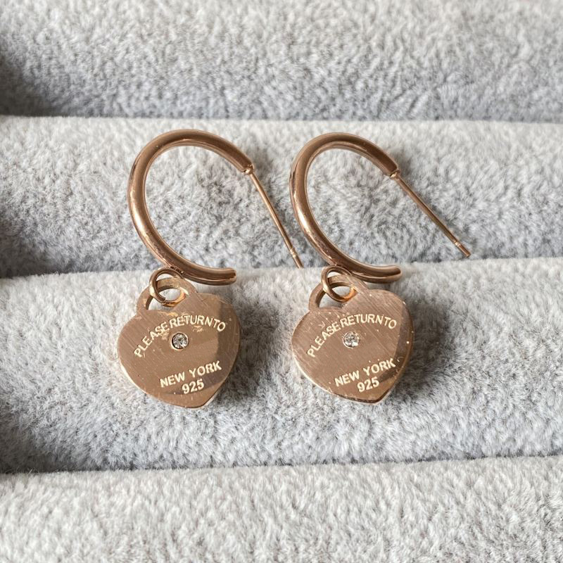 With Dias Designer Hoops Gold Plated Simple Heart Pendant Stainless Steel Fashion Earrings For Women Lady