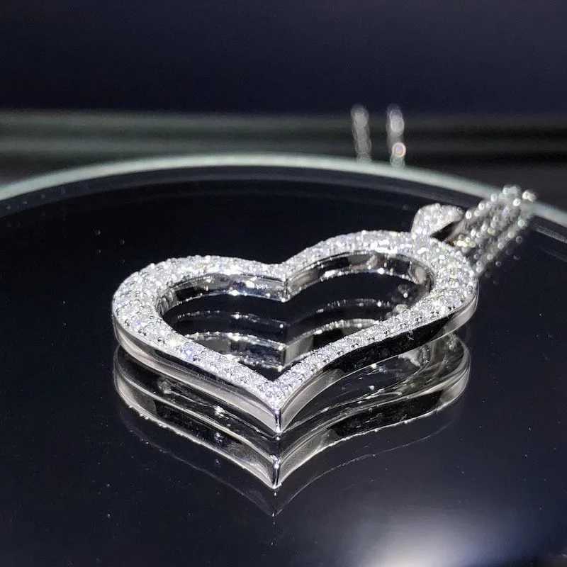 925 sterling silver heart-shaped pendant necklace suitable for women sparkling cubic zirconia necklace wedding party jewelry gift W241230