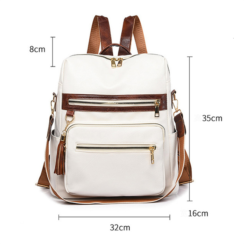 TRAVEASY Vintage Woman Backpacks 2024 New PU Fringed Zipper Shoulder Bags Female Anti-Theft Elegance Outdoor Casual Schoolbags