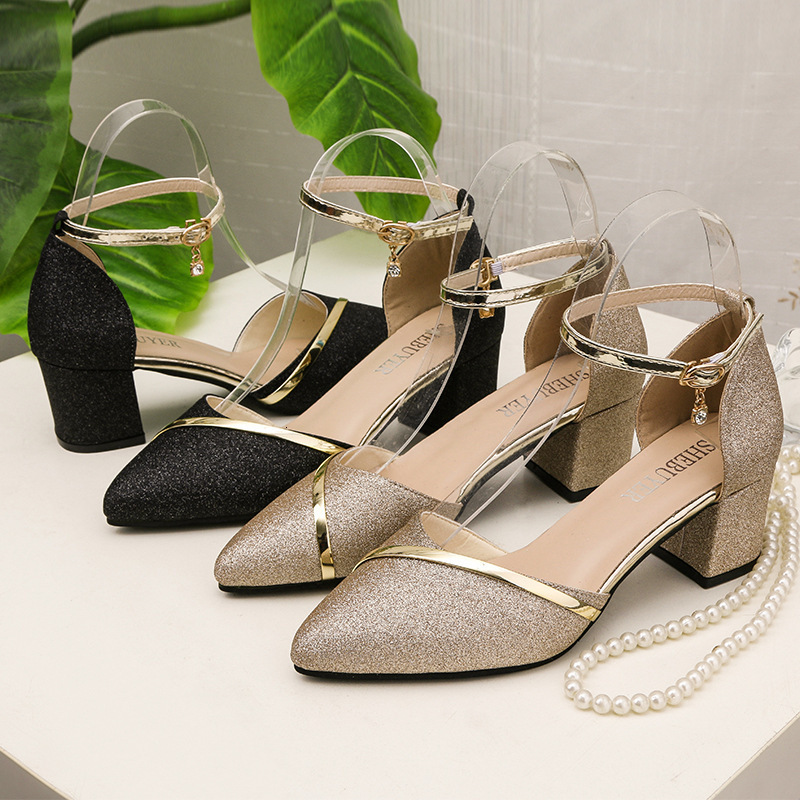 New Ddmywed Summer One Button Baotou Korean Edition Thick Heels Pointed Hollow Daily Women S Sandals Chinese Brand Shoes F Ddmysaturn