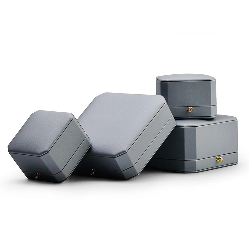 Oirlv Premium Leather Double Ring Couple Box for Wedding Ceremony Engagement Pendant Earrings Necklace Holder Jewelry Gift 241225