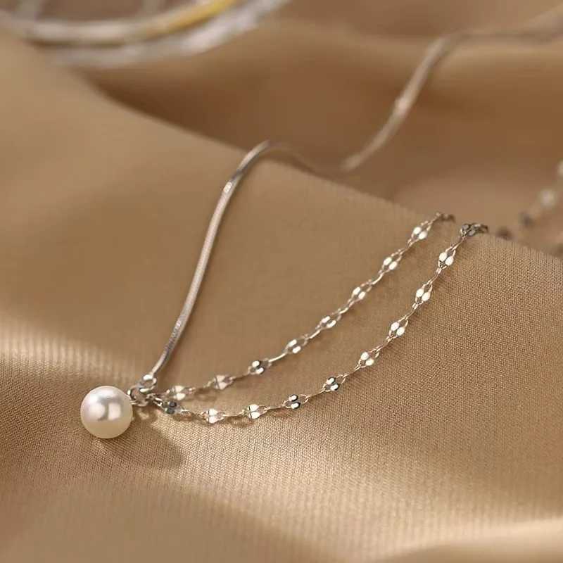 Fashionable 925 sterling silver pearl necklace simple style charming womens pendant necklace a gift from Botai for friends exquisite jewelry W241230