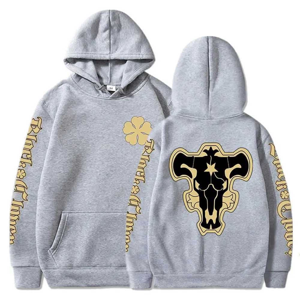 Black Clover Black Bulls Badge Hoodie Comfortable Long Sleeve Sweatshirt Mens Casual Over the Counter Streetwear W241230