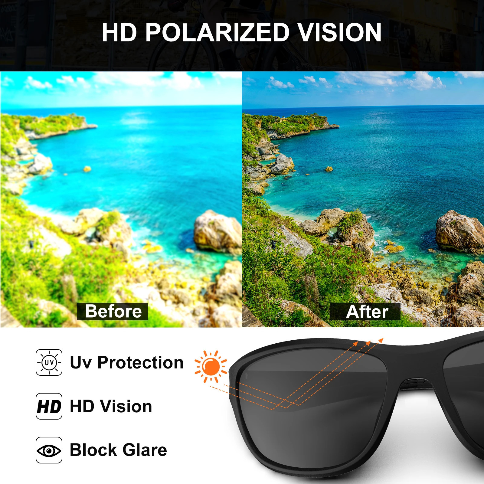 Suukaa Professional Fishing Sunglasses Men Polarized Glasses UV400 Outdoor Sports Goggles Cycling Eyewear 241230