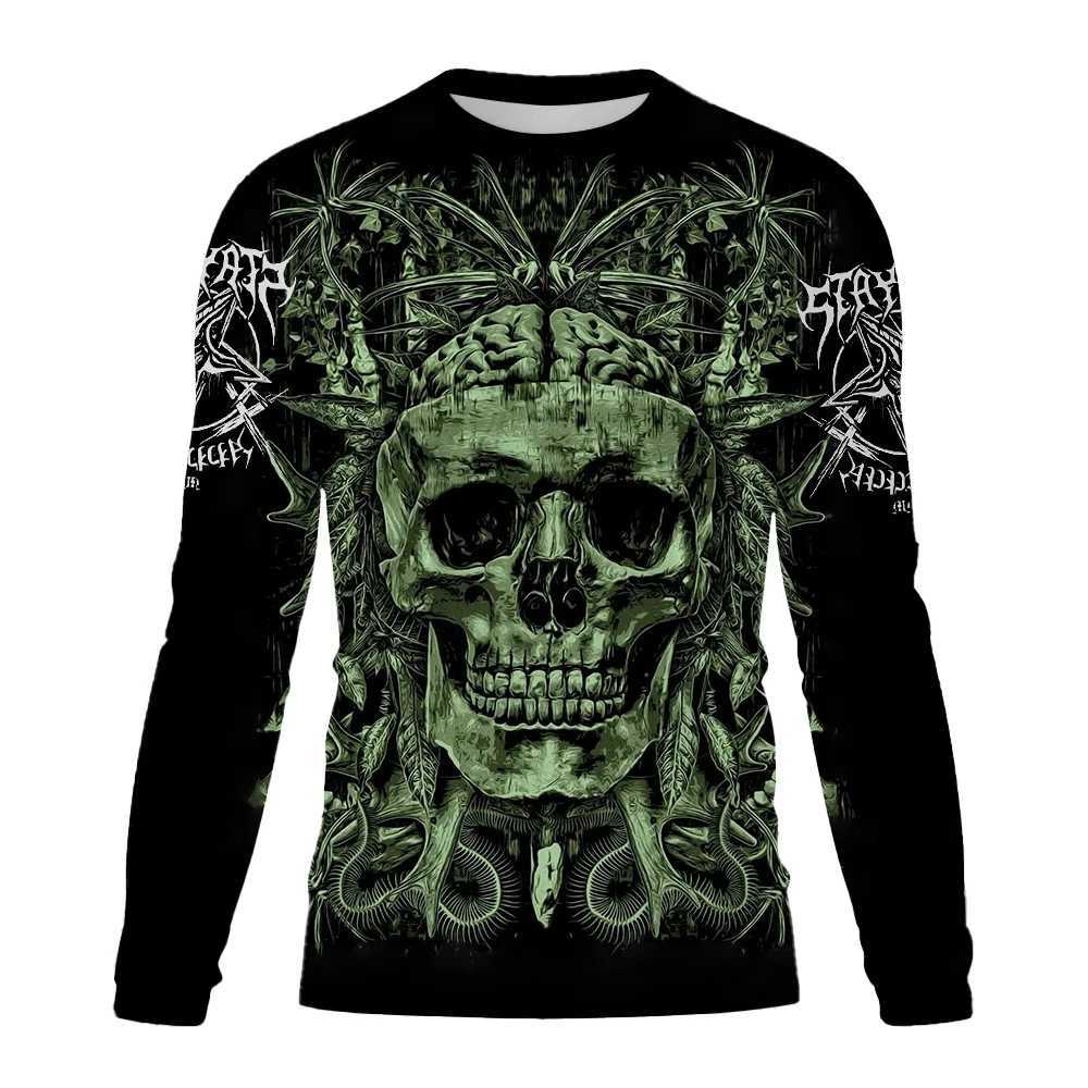 Mens new Crew Neck TShirt horror skull 3D printed short sleeved retro casual mens streetwear sportswear top W241230