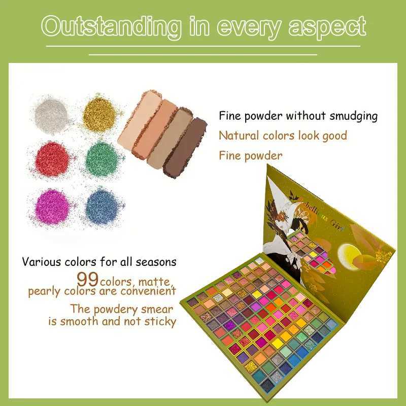 99 Color Eyeshadow lescent matte Glitter Eyeshadow Palette Multichrome waterproof eye cosmetics smudge-proof long-lasting maXJ241230