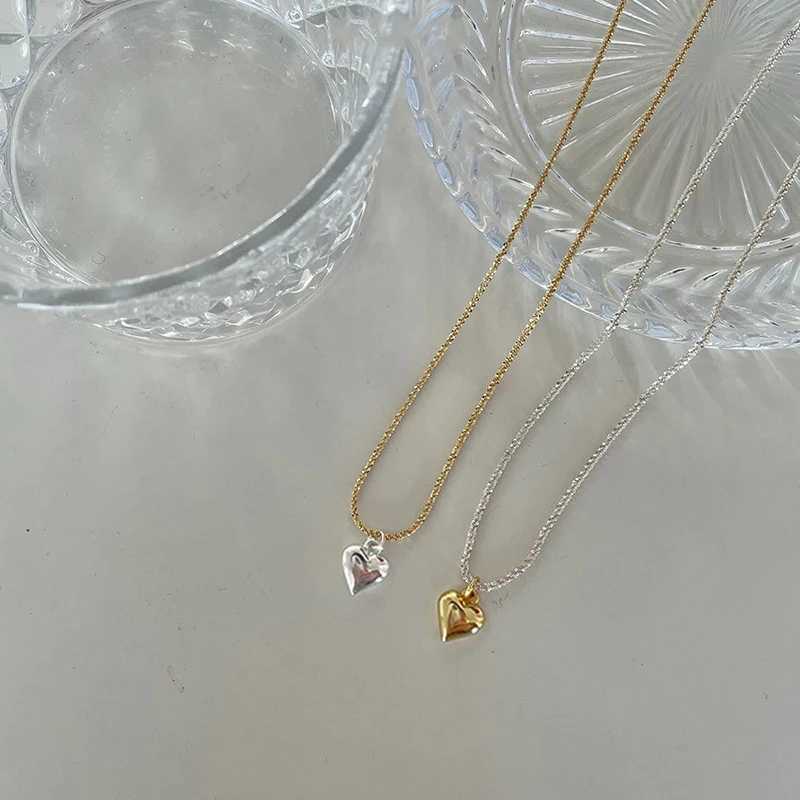 New 925 sterling silver conflict and heart-shaped necklace heart-shaped pendant simple necklace Birtay party gift womens jewelry W241230