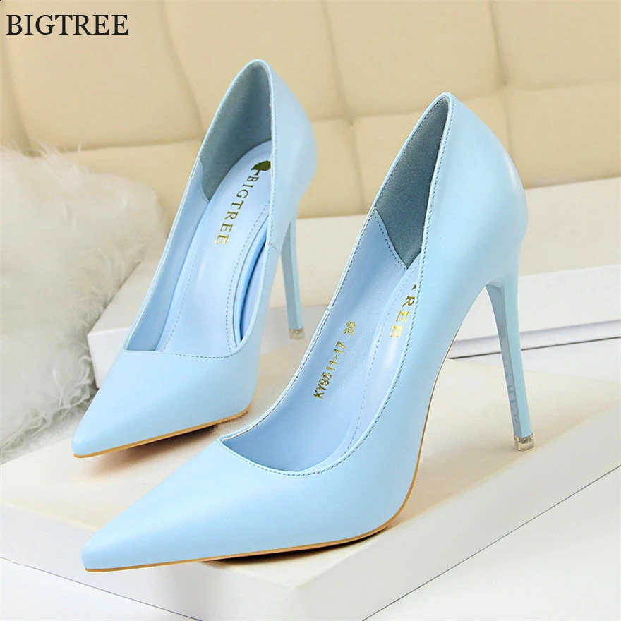 Soft Leather Concise High Heels 7.5/10.5cm Shoes Fashion Women Pumps Pointed Toe Slip On Candy Colors Office Woman Wedding Shoes 241230