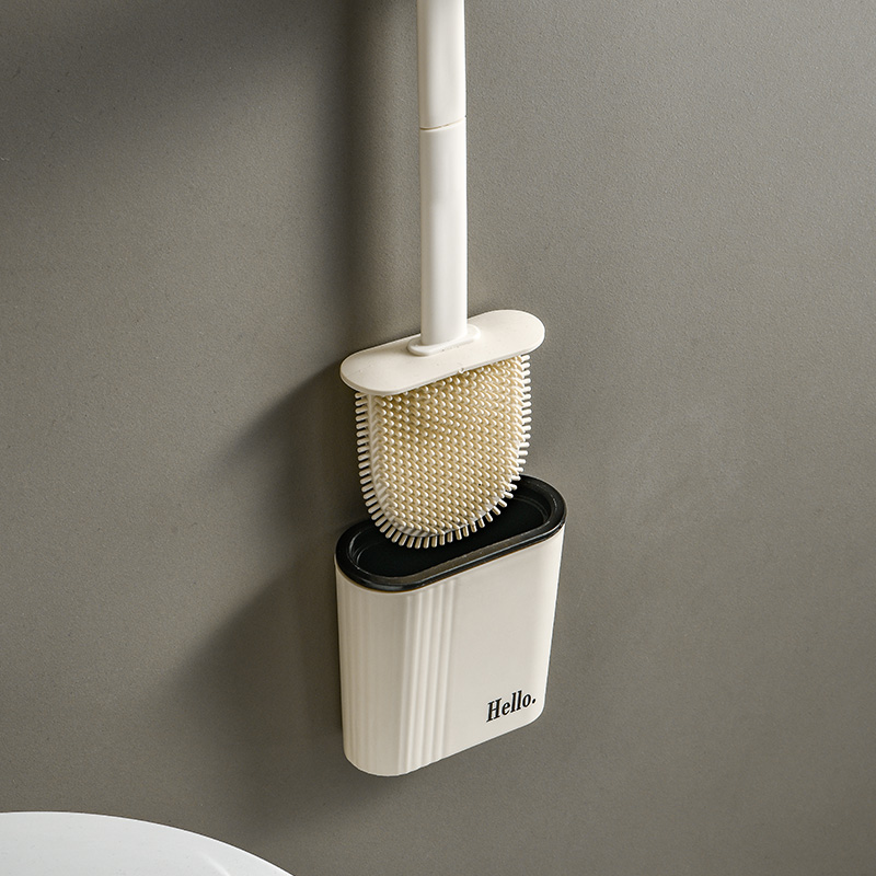 Sleek White Plastic Toilet Bowl Cleaner with Ergonomic Grip and Non-Scratch Design
