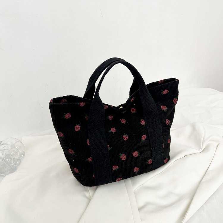 New Corduroy Tote Bag for Women Commuting, Large Capacity for Students Attending Class, One Shoulder Handbag, Simple Work Bag