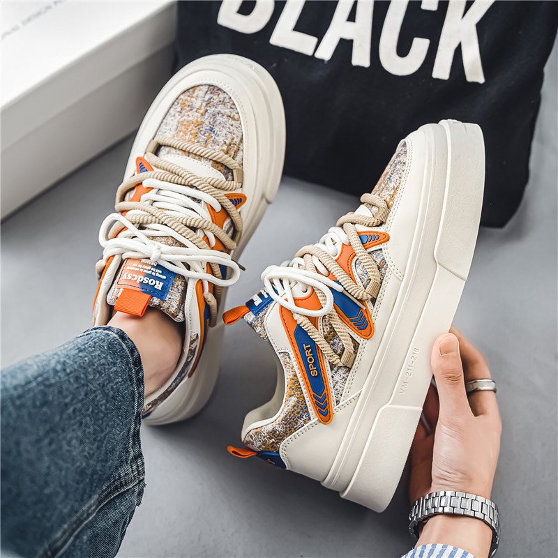 Men Casual Thick Sole Fashion Low-Top Skateboard Versatile Designer Shoes Triple Black Green Orange fashion