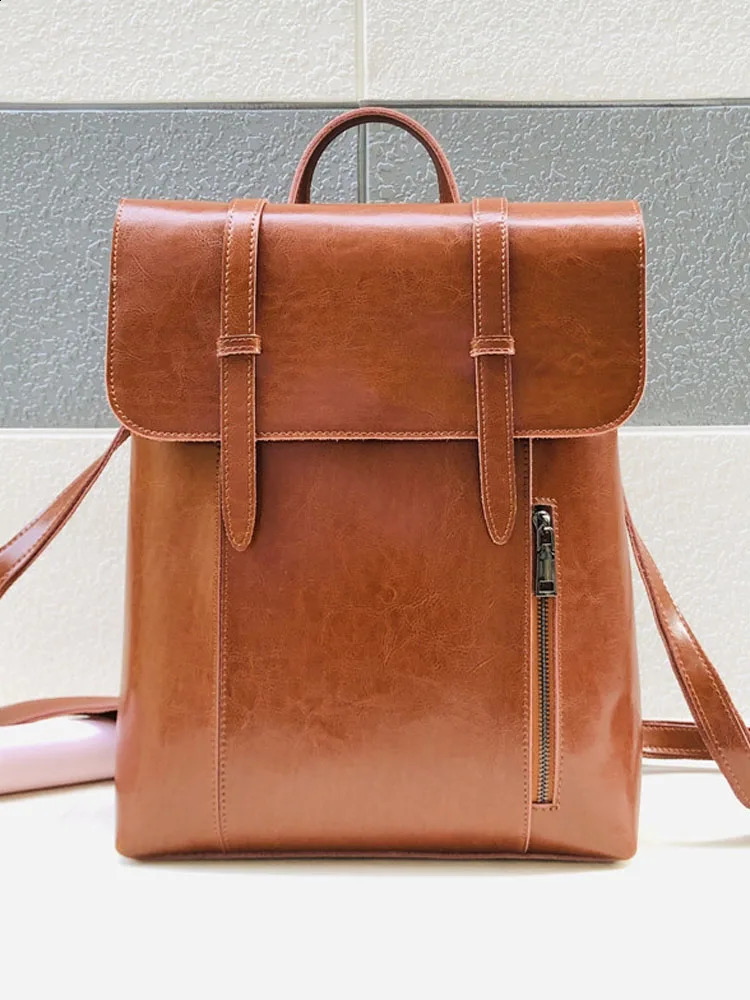 British Style Women Vintage Split Leather Backpack Unisex Laptop Bag Teenager Girls School Bags Preppy Straps Shoulder Satchel 241230