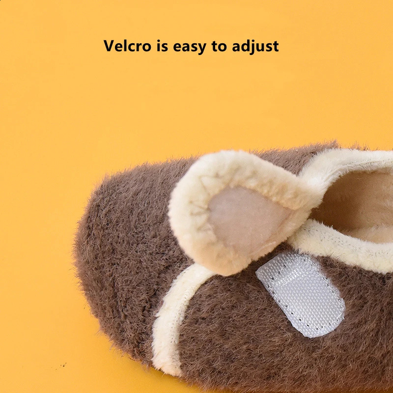 Children Cotton Slippers Solid Warm Kids Winter Home Shoes Boys Girls Plush Floor Shoes Indoor Soft Sole Anti-slip Home Shoes 241230bj