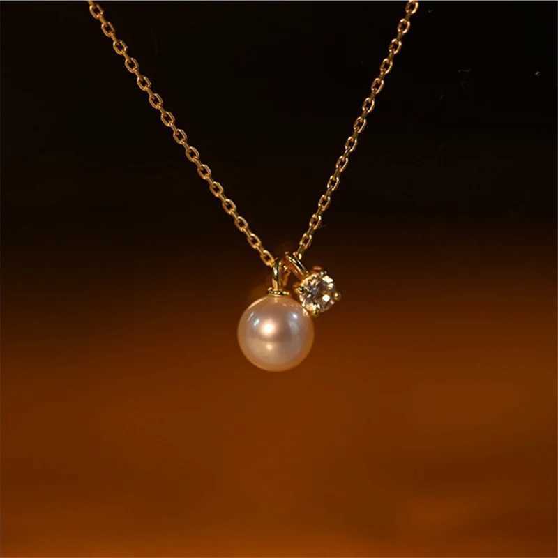 925 sterling silver gold-plated 14K gold shell pearl zircon pendant necklace suitable for womens simple French wedding jewelry decoration W241230