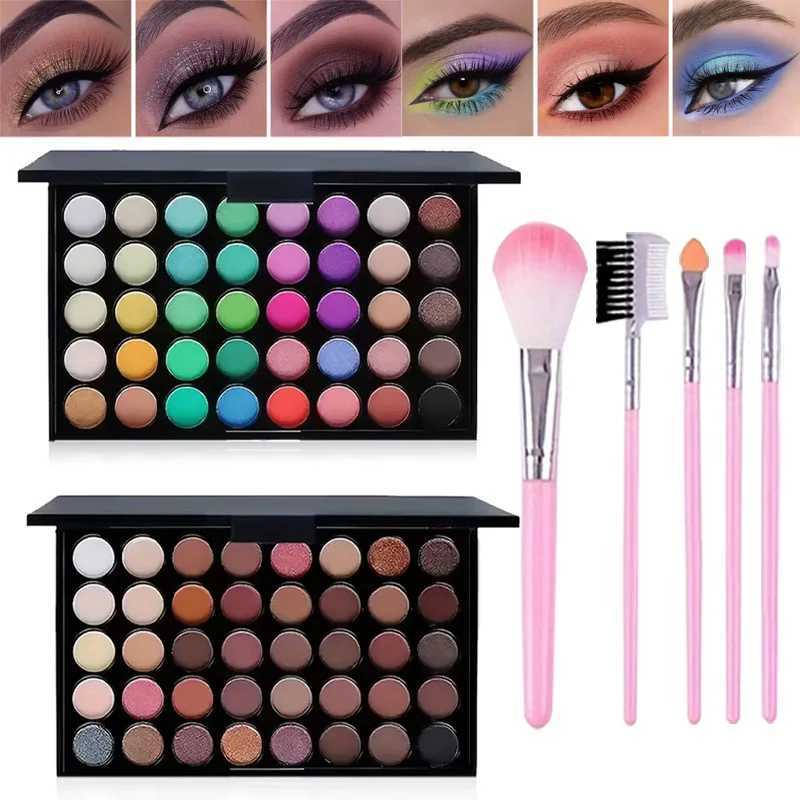 40 Colors Glitter Eyeshadow Palette with 5 Brushes Matte Waterproof Long Lasting Pressed Powder Cosmetics MakeUp KXJ241230