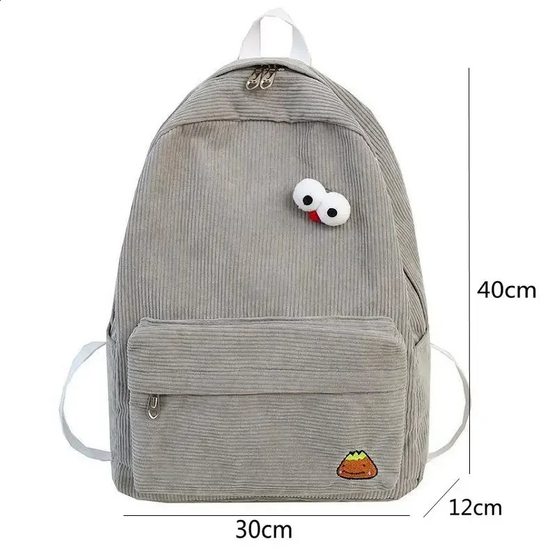 Lightweight Backpack for School High School Students Shoulders Corduroy Schoolbag Classic Casual Daypack for Travel Men Women 241230