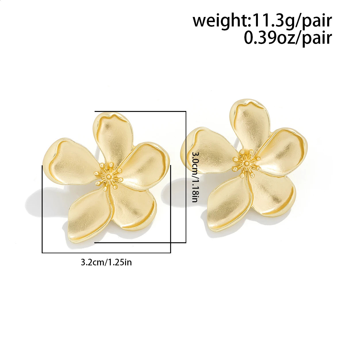 IngeSightZ Korean Metal Small Flower Stud Earrings Punk Aesthetic Geometric Trendy Statement Ear Jewelry 241225