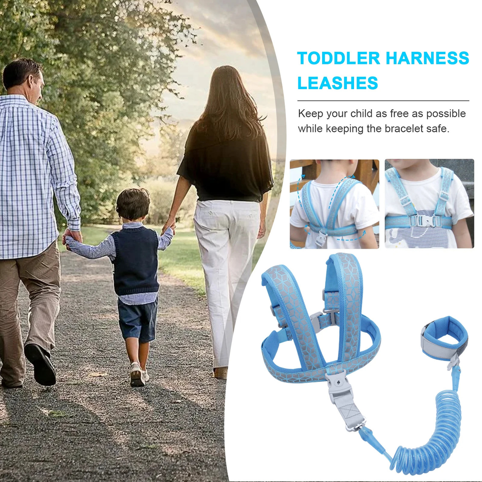 Toddler Leash Safety Harness Dual-Use Outdoor Walking Hand Belt Anti-lost Wristband Kids Safety Learning Walk Accessories 241230