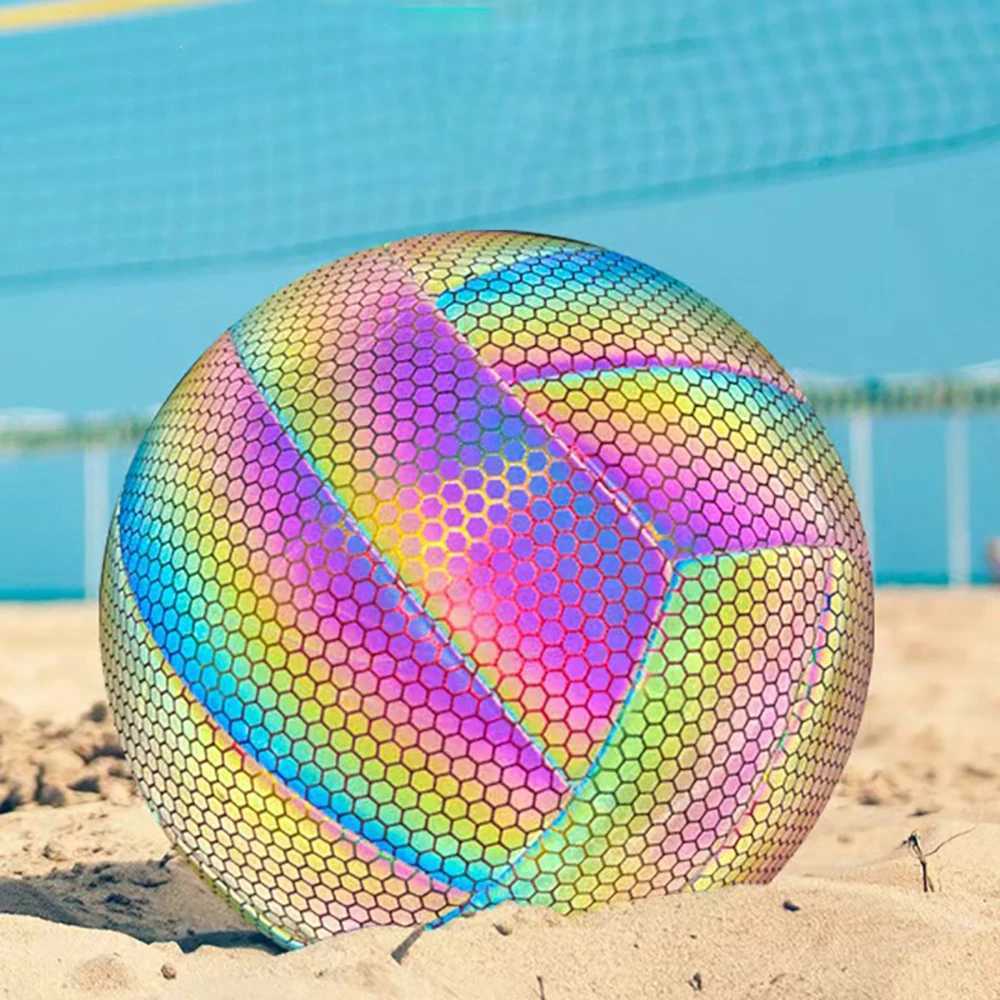 Size 5 Reflective Volleyball Glow-in-the-Dark Volleyball Beach Volleyball Rainbow Color Sports BallXJ241230