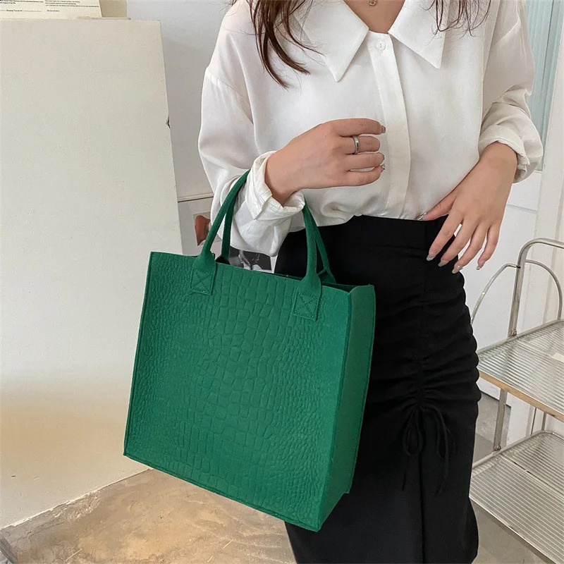 Embossed Felt Handbag for Women Candy Color Tote Bag Handbag Gilrs Top-handle Bag Daily Purse 241228