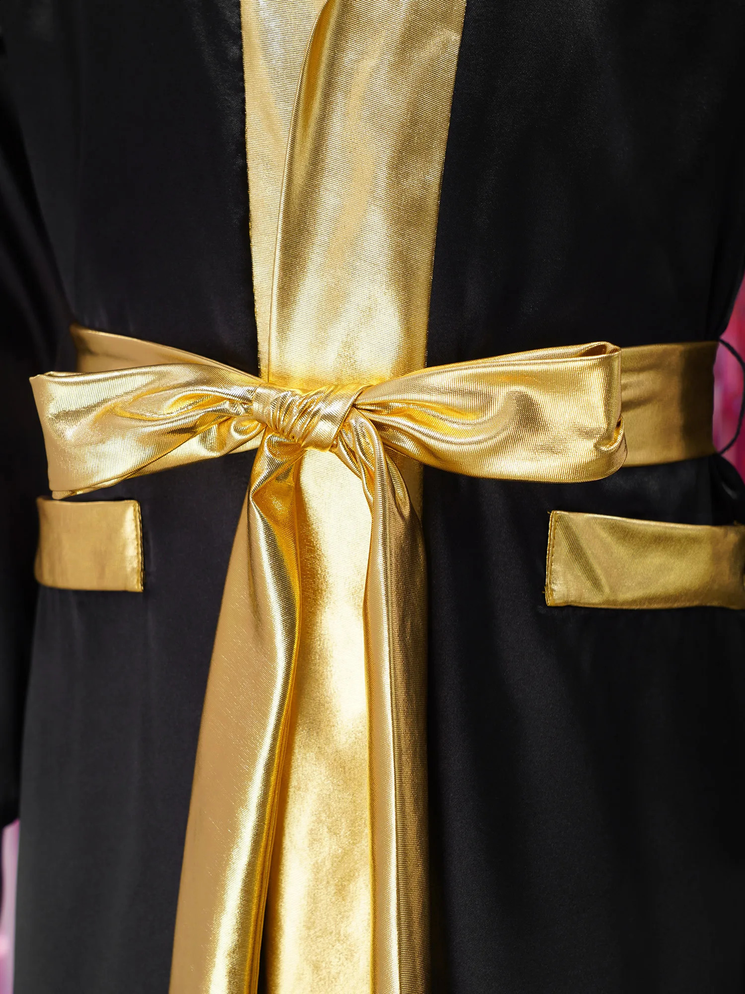 Kids Boys Boxing Robe Halloween Theme Party Boxer Cosplay Costume Long Sleeve Open Front Metallic Satin Hooded Cloak with Belt 241230