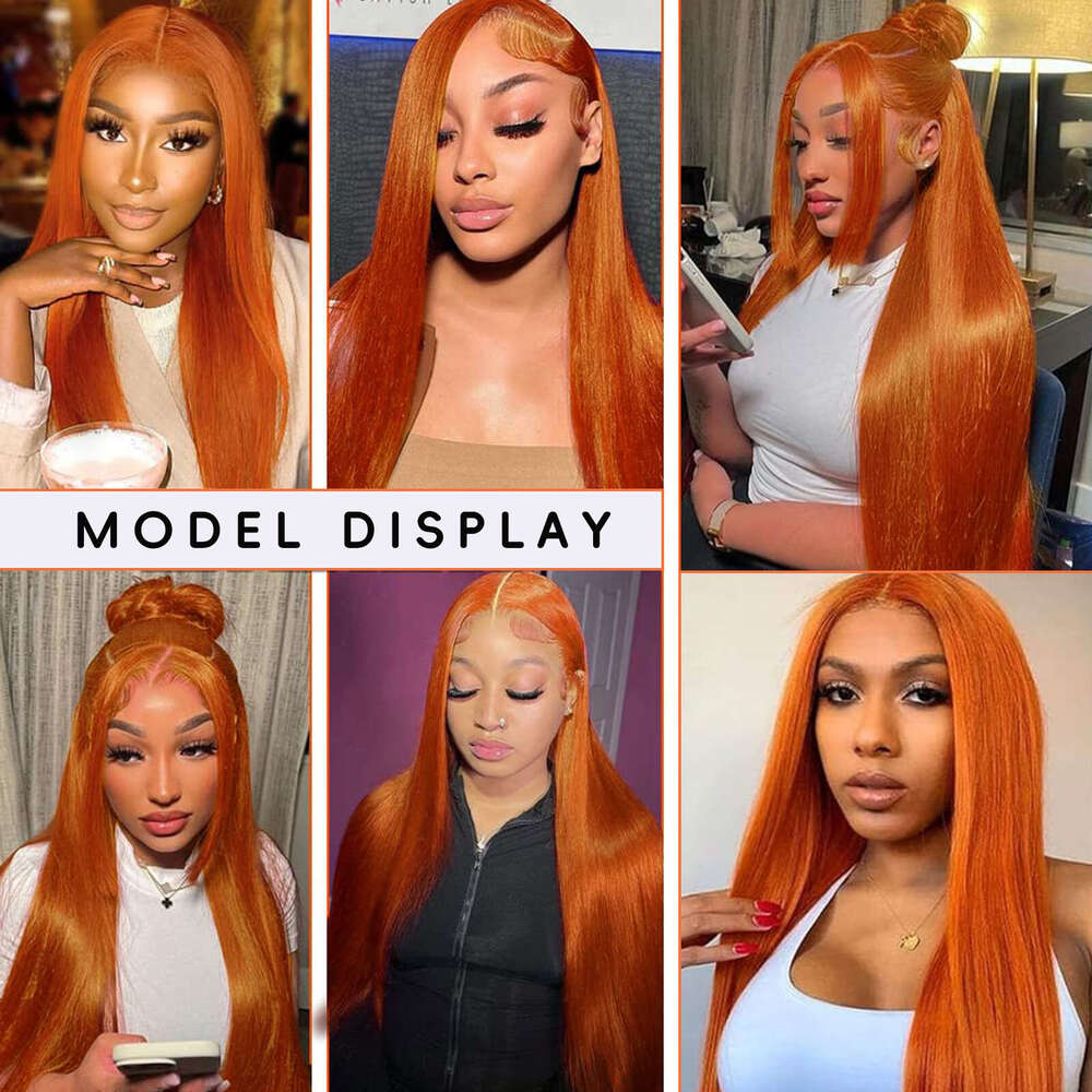 Lace Front Wig Cover T Shape Fashionable Orange With 200% Density Hot Selling Front Lace 13 * 4 Straight Hair Wig Full Head Kq2 Kq2