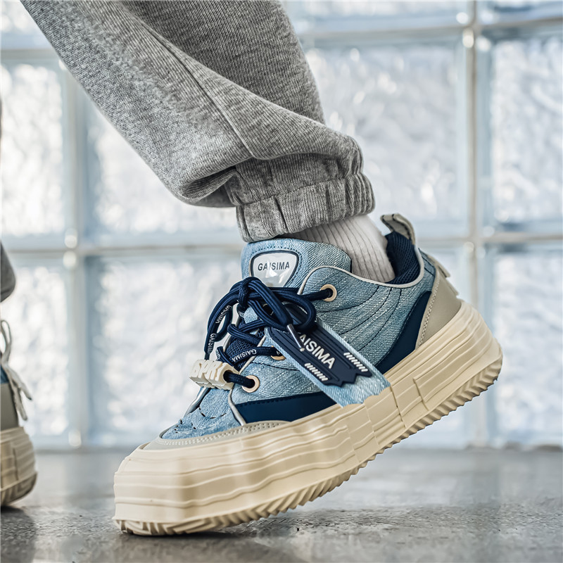 Men Casual Simple Leisure Style New Fashion Versatile Low-Top Thick Sole Trendy Sports Trainers Shoes Triple Black White Blue fashion