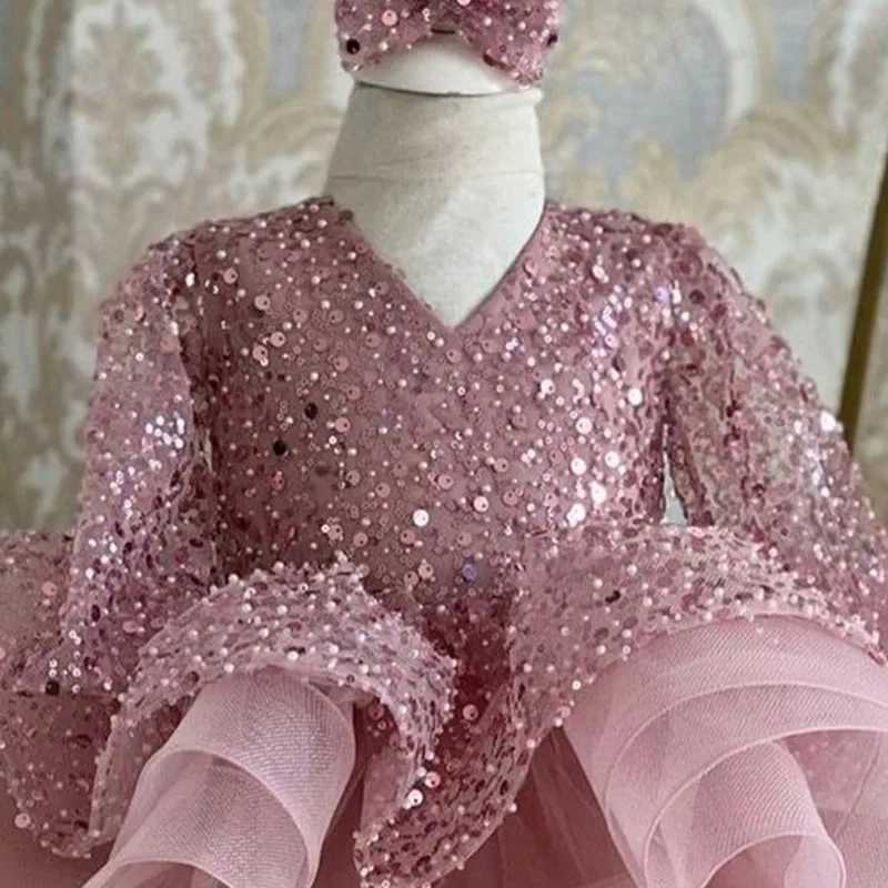 Girl's Dresses Baby Girl Princess Sequins Tutu Dress Long Sleeve Infant Toddler Child Bow Vestido Party Wedding Birthday Baby Clothes 1-12YY24122
