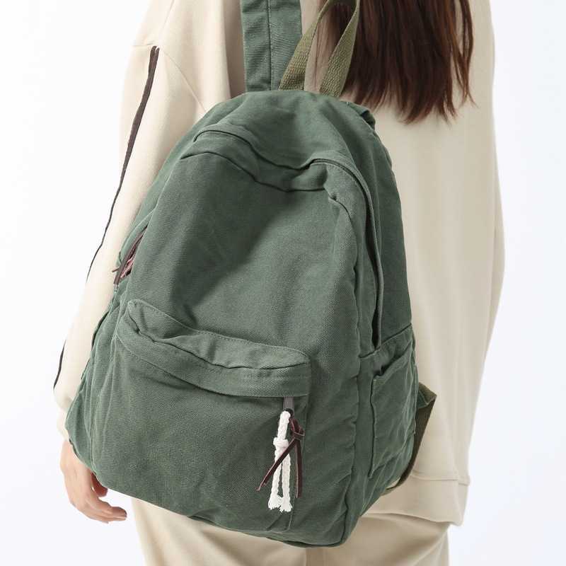 Korean version large capacity washed canvas backpack solid color backpack for male and female college students backpack travel backpack trend 241230