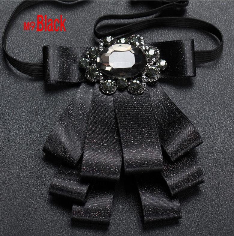 9 Color Formal Men Ribbon Double-Layer Collar Flower With Crystal Decoration Man Wedding Groom Ribbon Bow Tie Necktie